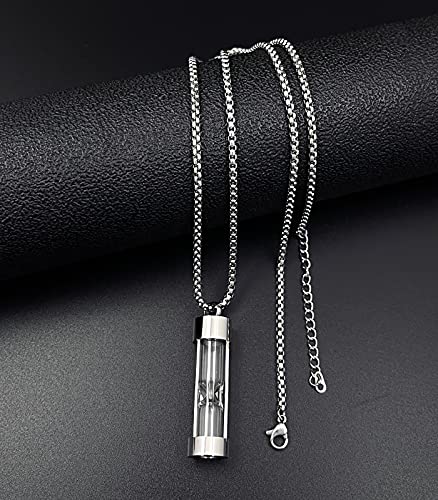 YOUFENG Urn Necklace for Ashes Timeless Hourglass Memorial Pendant Keepsake Cremation Jewelry for Human Pet Ashes - color: Silver
