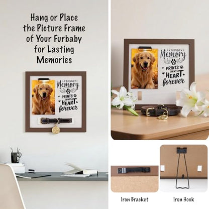Pet Memorial Frame with Collar Holder, Personalized Dog & Cat Loss Keepsake | Honor your beloved pet with a personalized memorial frame featuring a collar holder, photo display, and lasting keepsake.