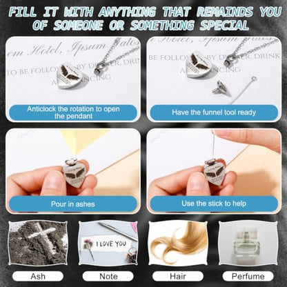 Ecation 12 Set Small Urn Cremation Jewelry Necklaces for Ashes Stainless Steel Keepsake Urns Memorial Locket Mini Ash Holders Waterproof for Human Adult Female Male Family Loved One(Light Blue) - color: Light Blue