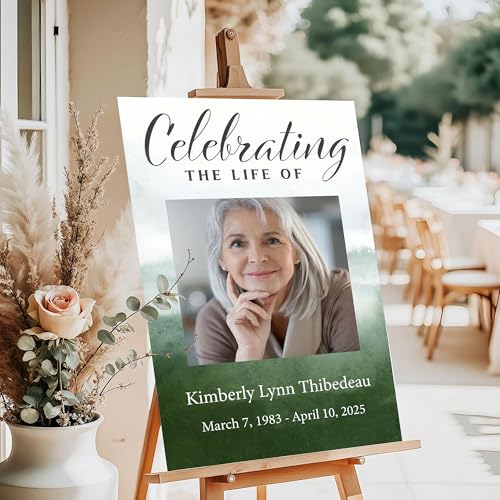 Celebration Of Life Welcome Sign, Personalized Celebration Of Life Welcome Sign, Green Watercolor Funeral Poster, Green Forest Memorial Poster Photo Sign, Celebration Of Life Sign, Celebration Of Life - color: Style#10
