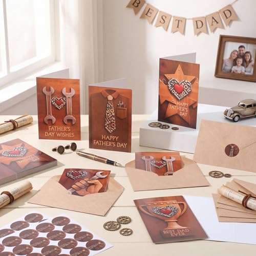 Eaasty 50 Sets Fathers Day Cards with Envelopes Stickers,Happy Father's Day - style: Happy Father's Day