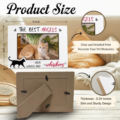 Dog Memorial Photo Frames Dog and Cat Loss Remembrance Gift Sympathy Keepsake for Pet Lovers Condolence Present for Pet Owner The Best Angles Have Wings And Whiskers Picture Frames 4x6 Photo - YY020 - color: white cat07
