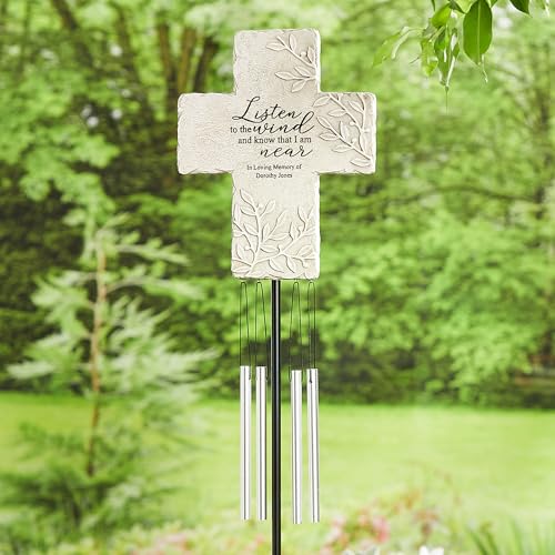 Let's Make Memories Personalized Memorial Wind Chime - Sympathy - Customized Condolences - Loss of Loved One - Celebrate Their Life - Outdoor Memorial - Cross - Whispers in the Wind - style: Cross - Whispers in the Wind