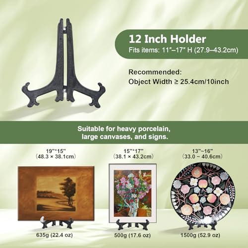 Artliving (4 Pack) 12 Inch Plastic Display Stand, Black Easel Display Photo Holder Stand, Displays Picture Frames, Cookbooks, Tablets and Art - color: Black, size: 12 inch (4 pack)