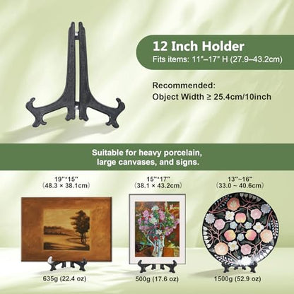 Artliving (4 Pack) 12 Inch Plastic Display Stand, Black Easel Display Photo Holder Stand, Displays Picture Frames, Cookbooks, Tablets and Art - color: Black, size: 12 inch (4 pack)