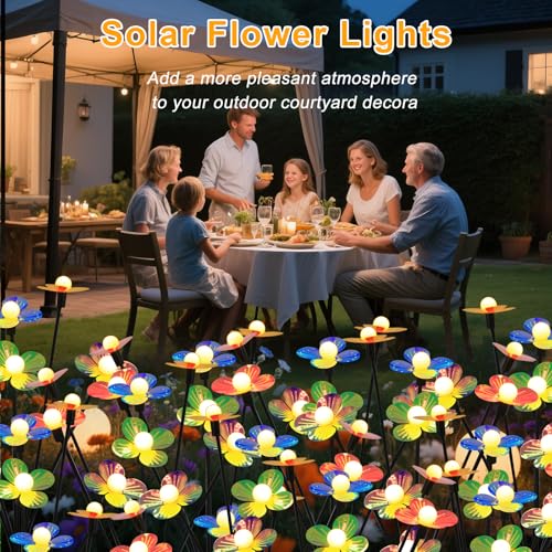 Solar Flower Lights Outdoor Waterproof 6 Pack of 6 LEDs Garden Solar Firefly Lights Decorative for Garden, Yard, Backyard - size: 6 pcs