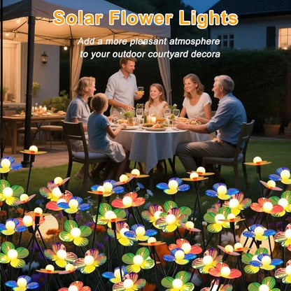 Solar Flower Lights Outdoor Waterproof 8 Pack of 6 LEDs Garden Solar Firefly Lights Decorative for Garden, Yard, Backyard - size: 8 pcs