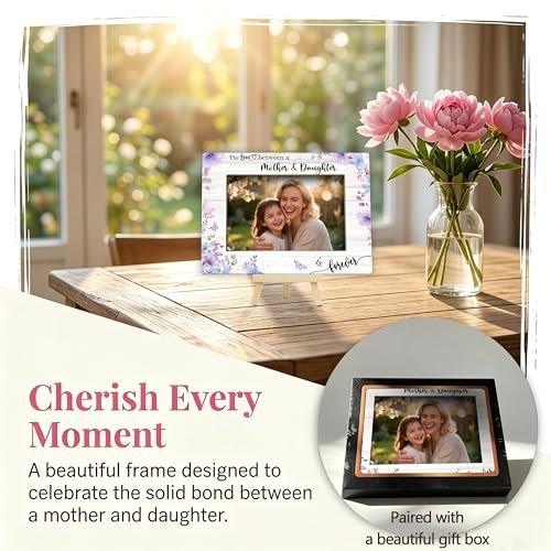 Mom Picture Frame | Mothers Day Photo Frame 4×6, Memorial Picture Frames for Mother's Day Birthday Gifts - Purple Flower - color: Purple Flower