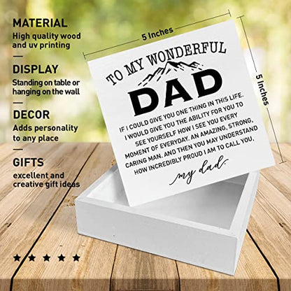 Father Gifts from Daughter Son Kids, Dad Gifts for Birthday Father's Day Christmas, Best Dad Ever Gifts, Dad Gifts, to My Wonderful Dad, Wooden Box Sign - color: A1