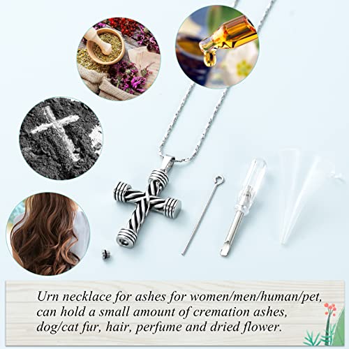 Imrsanl Cremation Jewelry for Ashes Cross Memorial Urn Necklace Pendant Keepsake Religious Cross Ashes Jewelry - color: Silver-2