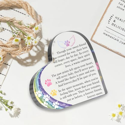 Rainbow Bridge Pet Memorial Plaque, Sympathy Gift for Loss of Dog Cat, Pet Loss Bereavement Gifts for Women Men, Pets Remembrance Memorial Keepsake Paperweight Desk Shelf Decor - style: Pet Memorial 01