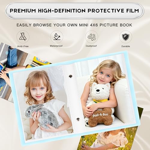 Ruibytree 2 Pack Small Photo Albums 4x6 Pictures, 104 Photos Total, Blue | Compact Design, PU Leather Cover, Acid-Free Pages, Top-Loading, Mini Photo Book 4x6 for Kids, Wedding, Anniversary & Travel - color: Blue