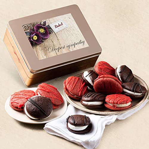 Dulcet Gift Baskets Sympathy Baskets For Loss of Loved One Chocolate and Red Velvet Whoopie Pie Tin Assortment, Cookie and Cream Snacks for a Holidays, Birthday, Sympathy, Get Well, & Family or Office Gatherings for Men & Women - color: Sympathy