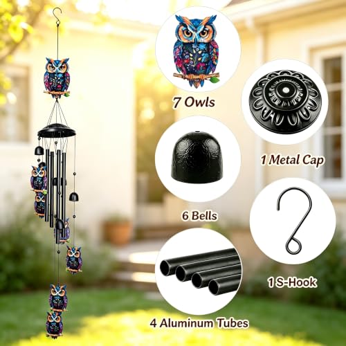 Wind Chimes for Outside, Owl Garden Windchimes Memorial Windchimes - color: Owl Wind Chimes