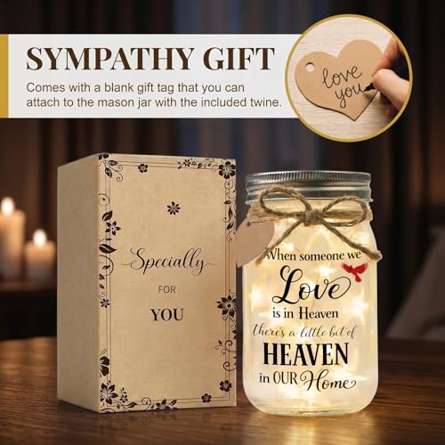 Jar Night Light, Glass Lamp, 5x3 Inch, Memorial Gift Cardinal - color: Cardinal Memorial