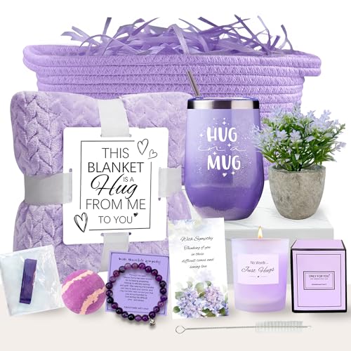 AMIDA Sympathy Gift Baskets Sympathy Gifts for Loss of Loved One Dad Mom Husband Sister Friend Bereavement Gifts Condolences Gift Basket for Loss Grief Gifts Grieving Gifts Sorry for Your Loss Gifts - color: Purple