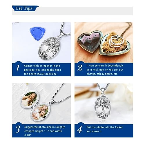 Eusense Tree of Life Necklace for Women Men Sterling Silver 925 Tree Urn Locket Cremation Jewelry Family Tree Pendant Gifts for Her Him Mom Dad Grandma Daughter - style: I-B-Tree of Life Necklace