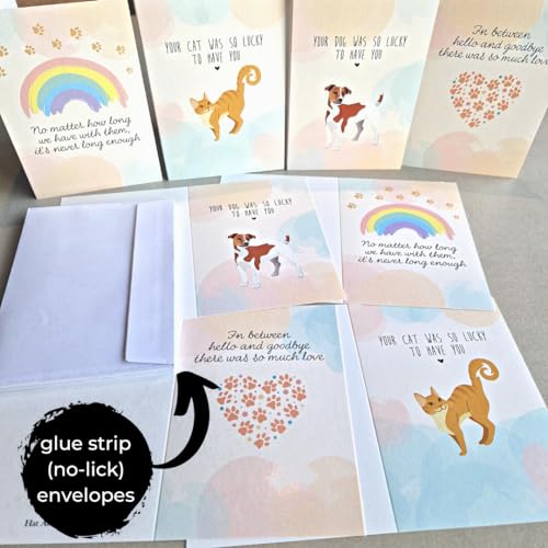 Hat Acrobat 16 Pet Sympathy Cards for Dogs, Cats with Envelopes - Pet Sympathy Card, Loss of Dog Sympathy Card Set - Thoughtful Sympathy Card for Loss of Pet Dog or Cat Sympathy Card (Heartwarming) - color: Heartwarming