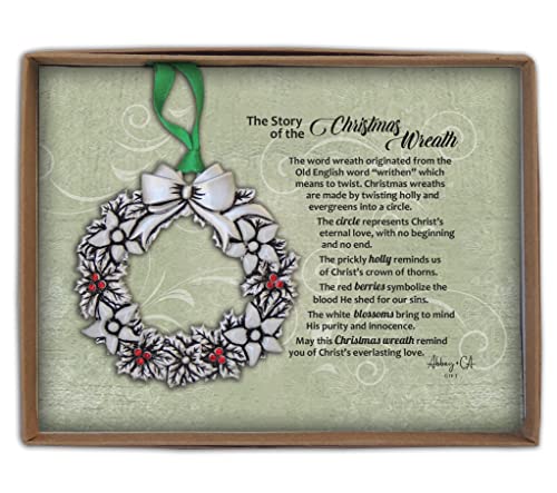 Abbey & CA Gift Story of Xmas Wreath Ornament On Green Ribbon Gift Boxed - style: Story of The Xmas Wreath