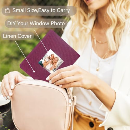 Artmag Mini Photo Album 4x6 50 Pockets 2 Pack, Linen Cover with Front Window Album Each Holds 52 Vertical Photos for Family Wedding Baby Children (Purple) - color: Purple, size: 50 Pockets/2PKS