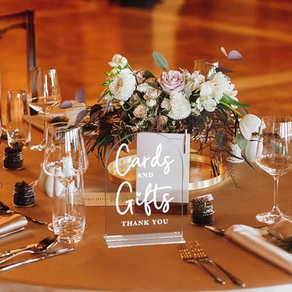 Acrylic Wedding Sign Cards and Gifts Sign for Wedding Wedding Signs for Ceremony Modern Calligraphy Arch Acrylic Table Top Sign for Wedding Reception and Event Party Table - color: Cards and Gifts