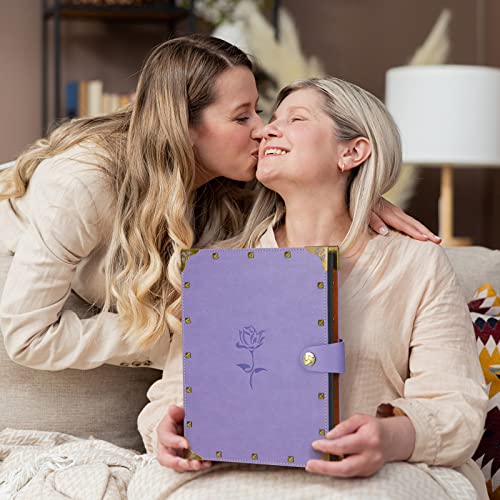 ZEEYUAN Mothers' Day Gift Leather Scrapbook Album, Purple Scrap Book Gift for Mom Grandma Couples Photo Memory Book Anniversary Wedding Scrapbook - color: Light Purple