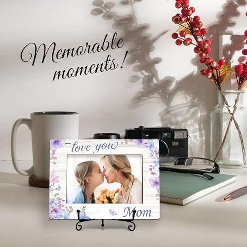 DETIHO Mom Picture Frame, 4"x6" Mothers Day Photo Gifts，Mom Wooden Picture - style: love you mom