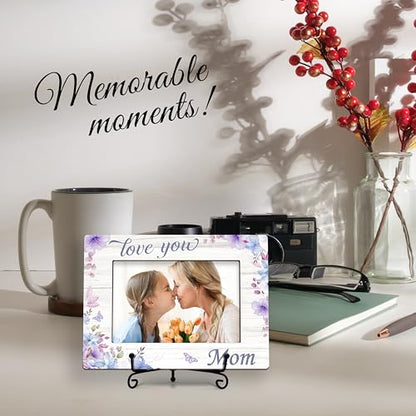 DETIHO Mom Picture Frame, 4"x6" Mothers Day Photo Gifts，Mom Wooden Picture - style: love you mom
