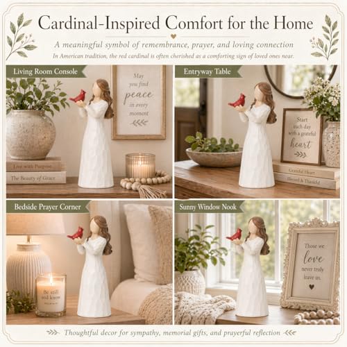 Cardinal Gifts for Women Angel Cardinal Figurine Sympathy Gifts for Loss of Loved One Cardinal Memorial Gifts for Women Red Cardinal Figurines Condolence Comfort Gift for Mom Friend Family - size: Holding Cardinal