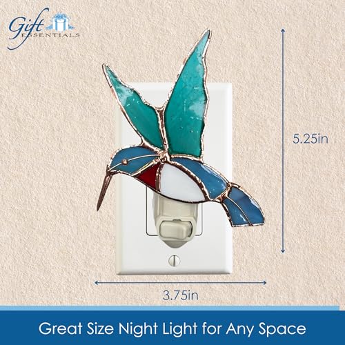 Gift Essentials Hummingbird Plug-in Night Light - Stained Glass Nightlight | Hummingbird Stained Glass Plug-in Nightlight with On/Off Rocker Switch. Includes One 4-Watt Replaceable Warm-Glow Bulb. - color: Hummingbird
