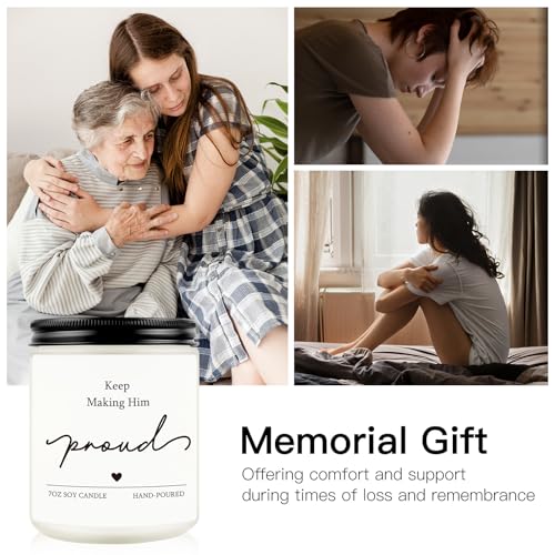 Sympathy Gifts for Loss of Loved One, 7OZ Lavender Scent Soy Wax Candle - style: Keep Making Him Proud