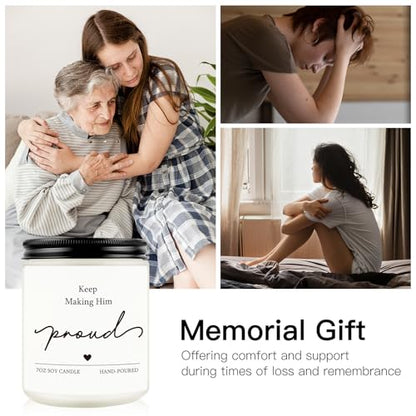Sympathy Gifts for Loss of Loved One, 7OZ Lavender Scent Soy Wax Candle - style: Keep Making Him Proud
