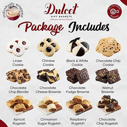 Dulcet Gift Baskets Valentine’s Day Assortment Tin Box- Delicious Gourmet Confection Gift Set - Variety Of Freshly Baked Cookies, Brownies & Rugelah In Many Flavors- Handmade Baked Goods Gift Box - style: Valentine's Day
