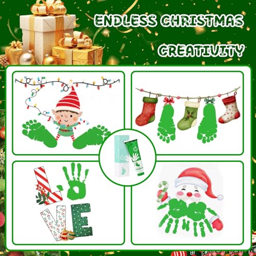 Baby Hand and Footprint Paint with Sponge Head, 2.54 fl oz, Non-Toxic & Acid-Free, Washable Baby Safe Paint for Newborn Keepsakes, Dog Nose & Paw Prints, Ideal New Mom Gift - Green - color: Green