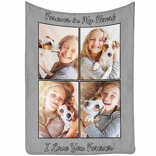 Custom Best Friend Blanket with Photo Collage I Love You Forever 4 Photos Personalized Friendship Blankets for BFF Sister Friends, Teen Girls Besties on Birthday Christmas - color: 4 Photo Collage