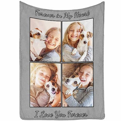 Custom Best Friend Blanket with Photo Collage I Love You Forever 4 Photos Personalized Friendship Blankets for BFF Sister Friends, Teen Girls Besties on Birthday Christmas - color: 4 Photo Collage
