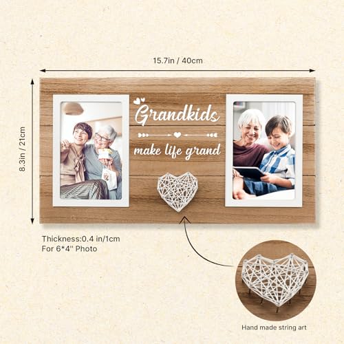 Grandparents Gifts, Birthday Gift for Grandma Photo Frame, Grandma Grandpa Gifts Picture Frame Holds 2pcs 4x6 Pictures - style: grandparents