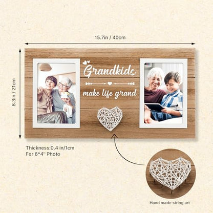 Grandparents Gifts, Birthday Gift for Grandma Photo Frame, Grandma Grandpa Gifts Picture Frame Holds 2pcs 4x6 Pictures - style: grandparents