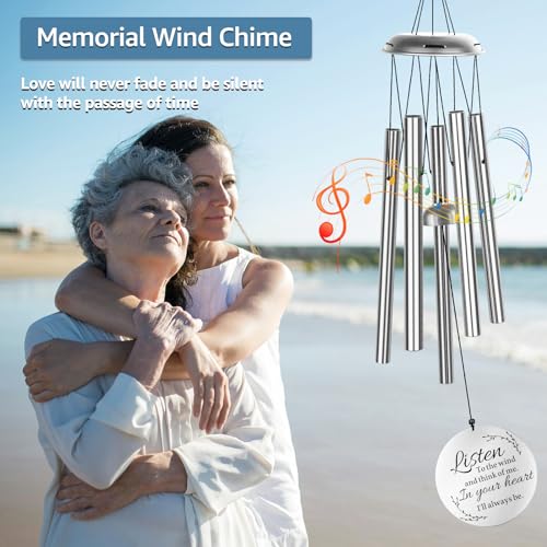 Sympathy Wind Chimes for Loss of Loved One, 39" Memorial Windchimes Outdoor - size: 39“-Silver