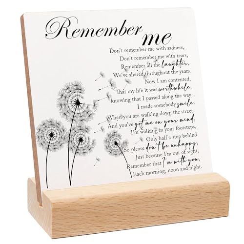 Memorial Gift, Loss of Loved One Loss of Family Member Bereavement Gifts, Remember Me Wood Sign With Wooden Stand, Sentimental Decor Sign Plaque, Sympathy Gifts for Home Table Decorations - color: 004