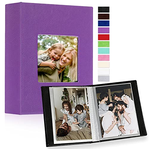 Ywlake Photo Album 4x6 50 Pockets 2 Packs, Small Mini Capacity Leather Photo Albums, Each Pack Holds 50 Top Loader Vertical Only Pictures Purple - color: Purple, size: 50 Photos/2PK