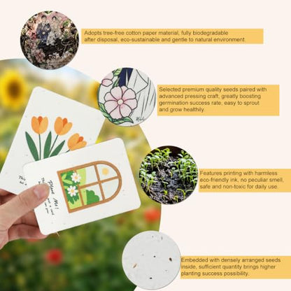40 Pcs Plantable Wildflower Seed Paper Greeting Card, Gift Tags-4 Styles - style: 40Pcs-Flower Cards