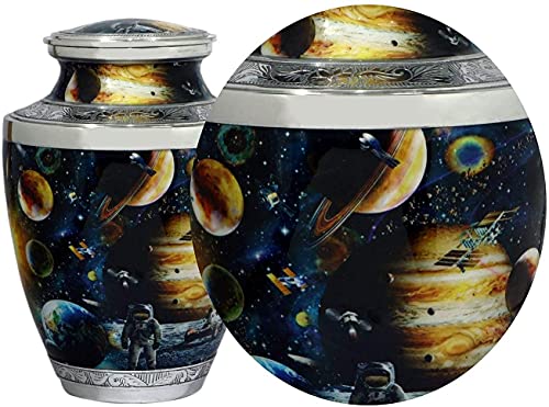 BOLD & DIVINE Cosmic Galaxy Cremation Urn | Human Ashes Adult Memorial urn, Burial, Funeral Cremation Urns | 200 Cubic Inches Adult/Large with Velvet Bag - color: Cosmic Galaxy