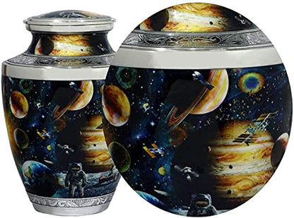 BOLD & DIVINE Cosmic Galaxy Cremation Urn | Human Ashes Adult Memorial urn, Burial, Funeral Cremation Urns | 200 Cubic Inches Adult/Large with Velvet Bag - color: Cosmic Galaxy
