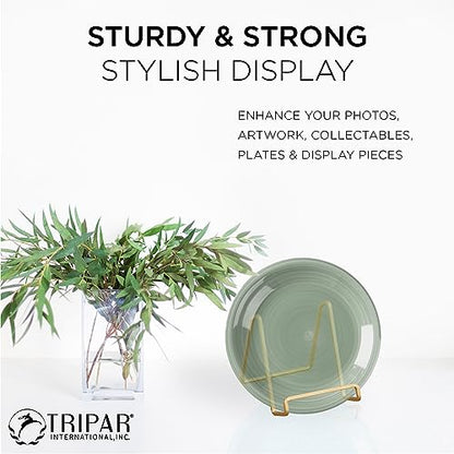 Tripar 3-Inch Gold Painted Square Book Holder/Stand, Wire Mini Easel, Small Photo Stands for Table, Display for Picture Frames, Plaques, & Plates