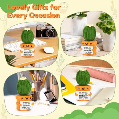 Agantree art Unique Birthday for Women Men Sister Friends Coworker Boss Happy Birthday Free Hug Cactus Decoration for Her Him Son Daughter Wife Husband, 20 30 40 50th Present for Mom Dad Grandma - style: Birthday