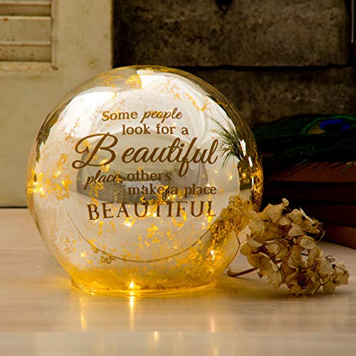 Pavilion Gift Company 19017 Light Your Way LED Lit Glass Lantern, Beautiful, 5-1/2-Inch