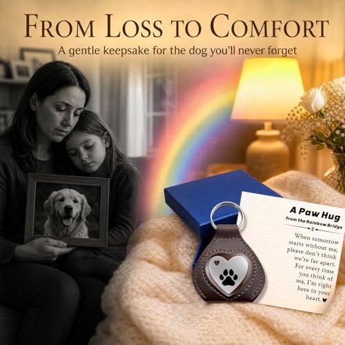 Pet Fur Keepsake for Dog Cat Loss, Pocket Hug Rainbow Bridge Memorial Keychain to Hold Pet Hair Close to Your Heart, Pet Sympathy Gift for Grieving Dog Mom Cat Mom Pet Owner