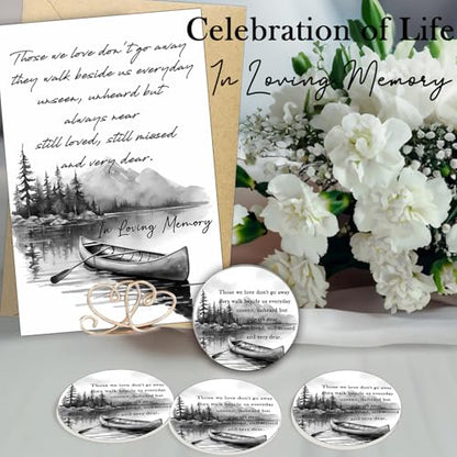 Bulk 50 Sympathy Thank You Cards with Envelopes for Funeral Favors, Round Engraved Wooden Memorial Keepsakes Pocket HugTokens Gifts, Funeral Wake Celebration of Life Decorations Ideas (Boat)