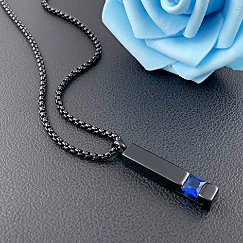 YOUFENG Urn Necklaces for Ashes Birthstone Cube Urns for Human Ashes Memorial Cremation Urn Locket Keepsake Ashes Jewelry - style: September